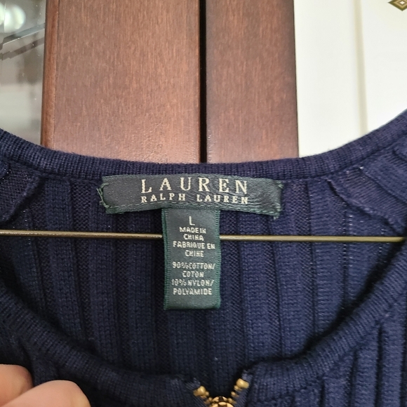 Lauren Ralph Lauren Striped Zip Up Sweater Large - Picture 2 of 6